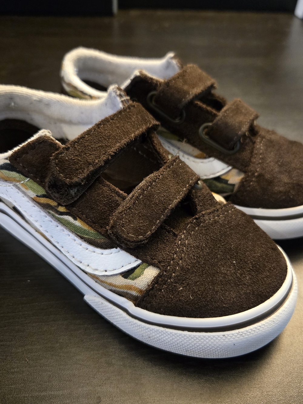 Vans Old Skool V Toddler 'Painted Camo Brown' Size 8.5C
